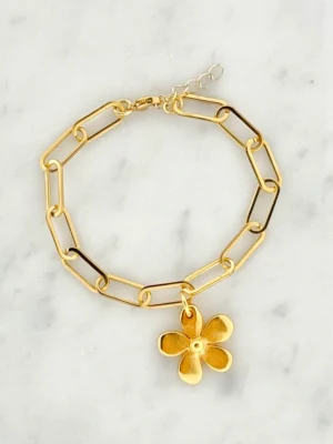 mega chunky armbandje met gouden bloem